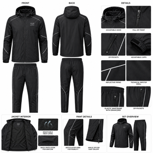 Chaqueta Cortavientos con Capucha, Diseño de Bloques de Color Sólido, Traje Deportivo Unisex, Logotipo Personalizado, Etiqueta Privada, Entrenamiento, Impermeable, Ligero - Product Image 3