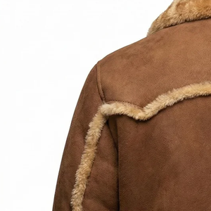 <b>Men's</b> Luxury Leather <b>Shearling</b> <b>Jacket</b> Genuine Fur Lined Aviator Winter Coat Premium Durable Warm Fashion Outerwear Style - Product Image 6