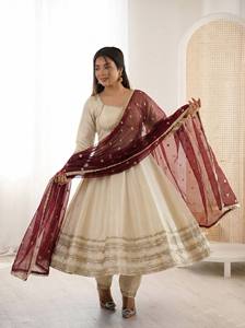 Conjunto de Traje Anarkali de Diseñador para Mujer, Vestido Étnico para Fiesta con Dupatta, Salwar Kameez Indio Festivo para Boda, Vestido con Falda Acampanada - Product Image 5