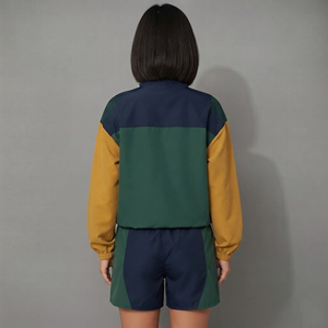 Ensemble veste coupe-vent et short pour femme, style décontracté, color block, imperméable, 100% nylon, streetwear, hip hop. - Product Image 6
