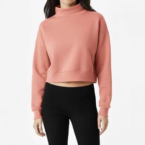 Newly Designed Women's Mock Neck Oversized Drop Shoulder <b>Plus</b> <b>Size</b> Cropped Breathable Lightweight Your Own Logo Sweatshirts OEM - Product Image 2