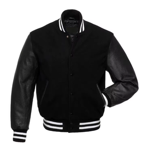 Hip Hop Japanese Varsity Jacket Letterman Chenille Regular Fit Oversized Loose Blank <b>Black</b> Color Varsity Jackets Breathable - Product Image 5
