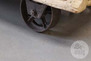 Rustic Weathered Wooden Coffee <b>Table</b> with Metal Wheels <b>Reclaimed</b> Chinese Wood Country Style Living Room Furniture - Product Image 3