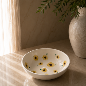 Bol de service en céramique artisanale avec motif floral à pois, finition émaillée lisse pour une présentation élégante au quotidien à la table - Product Image 6