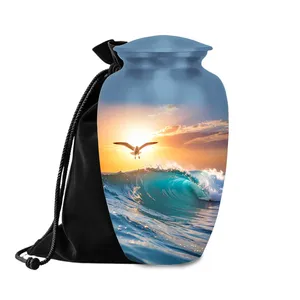 Seagull Sunset Urns for Human <b>Ashes</b> Ocean Wave Design Aluminium Adult & <b>Keepsake</b> Sizes - Product Image 1