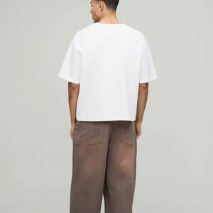 T-shirts pour hommes surdimensionnés à col rond, en tissu épais uni, de haute qualité, respirants - Product Image 5