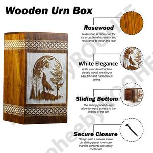 Urna de cremación de madera de palisandro grabada, caja de recuerdo de madera personalizada, urna hecha a mano. - Product Image 3
