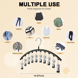 Organizzatore per Leggings con 2 Ganci e 10 Clip, Contiene 20 Leggings, Salvaspazio, Organizzatore in Metallo per Armadio, per Gonne - Product Image 4