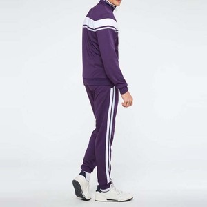 Men's <b>Purple</b> Tracksuit Full Zip Stand Collar Sporty Regular Fit Polyester Cotton Autumn Wear With Side Pockets - Product Image 2