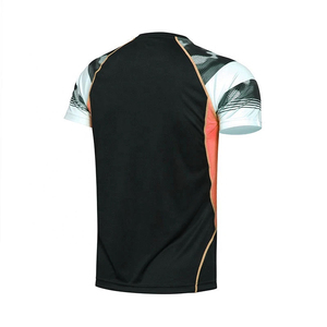 Camiseta Deportiva Loki Wholesale R6 de Secado Rápido y Transpirable para Tenis de Mesa y Bádminton, Manga Corta, Cuello en V, Unisex, Malla de Spandex, para Verano - Product Image 4