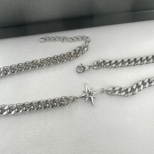 Collier chaîne cubaine en argent avec pendentif étoile en moissanite, bijoux de luxe hip-hop pour hommes et femmes, cadeau élégant - Product Image 2