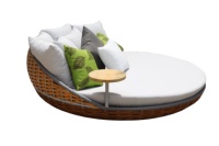 Meubles en rotin d'extérieur, jardin, patio, chaise longue, lit rond, sièges de détente, fabrication au Vietnam