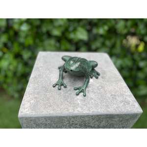 Adornos de Mesa en Miniatura de Rana de Metal, Acabado Verde Antiguo, Escultura de Rana de Hierro Fundido Hecha a Mano - Product Image 5