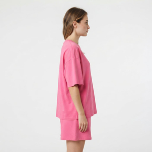 2026 New Design Summer Collection Solid Casual <b>Twin</b> <b>Set</b> 2 Piece Knee Length Street Wear Half Sleeve Short Fabric For Women - Product Image 6