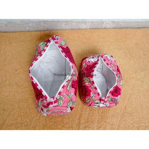 Elegant floral printed Cotton Luxe Vanity Set Soft Stylish 3-Piece Vanity Essentials Comfortable Beauty 3-Piece Cotton Case - Product Image 5