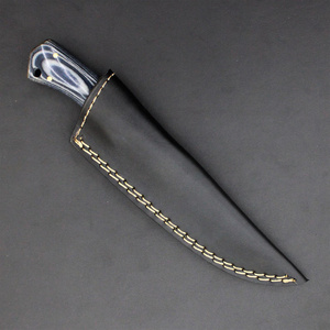 Cuchillo de acero de Damasco de hoja fija para exteriores, mango de asta de ciervo, espiga completa, punta de gota, grado industrial, alta calidad, 3 años de garantía, para camping - Product Image 4