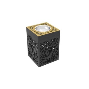 Support de brûleur à motif arabe avec découpes géométriques, pour cuisinière Cezve carrée noire - Product Image 1