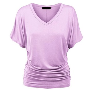 Tunique haut de gamme pour femme, col en V, manches courtes, respirante, tricotée, décontractée, grande taille, séchage rapide, écologique, fabrication OEM - Product Image 1