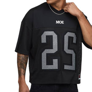 Camiseta de hombre con gráfico de números en malla y detalle frontal adornado, manga corta, fabricación a granel con etiqueta privada OEM - Product Image 3