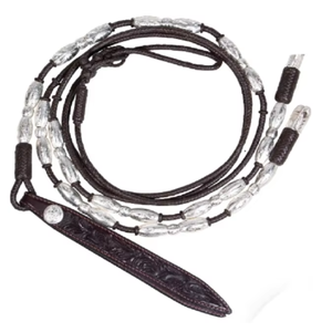 Rênes de cheval western en cuir premium, ornées de perles argentées, rônes fendues détaillées, accessoires de bridon équestre, équipement d'équitation tout-terrain - Product Image 3