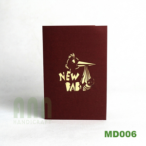 Carte d'invitation de baptême Stork, carte de vœux 3D pop-up, cartes d'anniversaire - Souvenir pour la Saint-Valentin et la fête des mères - Product Image 2