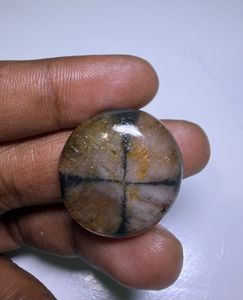 Pendentif en chiastolite naturelle marron, cabochon en cristal poli, chiastolite naturelle pour bijoux - Product Image 1