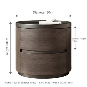 Mesita de Noche Moderna Minimalista de Lujo Ligero en Madera Maciza con 2 Cajones para Dormitorio de Hotel y Hogar, ¡Gran Venta! - Product Image 5