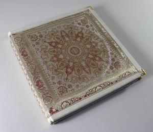Shuttle Woven Handmade Paper Coloured <b>Silks</b> Journal Rich Brass Reinforced Corners Glue Binding Gold Silver Threads Gift - Product Image 2