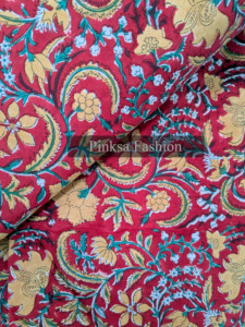 Tela 100% Algodón Estampada a Mano con Diseño Floral Indio para Prendas y Decoración del Hogar, Tela de Algodón al por Mayor - Product Image 5