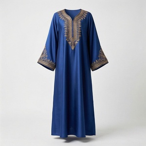 Nuevo Vestido Abaya Elegante Bordado para Mujer, Musulmán, Antiestático, de Poliéster, para Primavera, Verano, Otoño, Eid, Largo hasta el Tobillo - Product Image 1