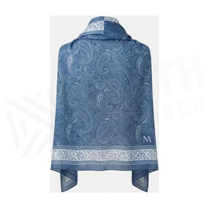 NORTH APPROACH Women's Long <b>Silk</b> Scarf Blue Paisley Print Elegant Multi-Functional Fashion Accessory All Seasons - Product Image 2
