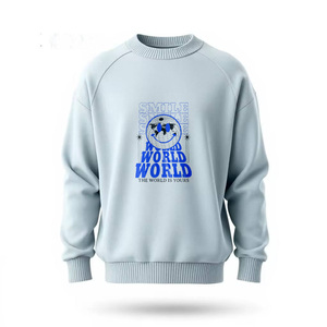 Smile World Crew Neck Pullover Sweatshirt Regular Fit 100 Cotton Knitted Unisex Casual Autumn Print Front Logo Breathable 370g - Product Image 3