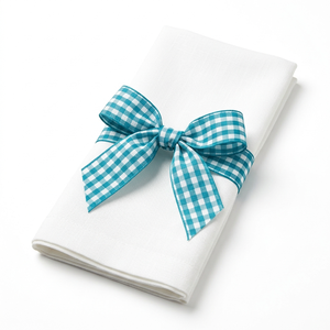 15mm Turquoise White Check Gingham Grosgrain Ribbon Export Quality Ready Stock for Favor Packaging Headbands <b>Scrapbook</b> Decor - Product Image 2