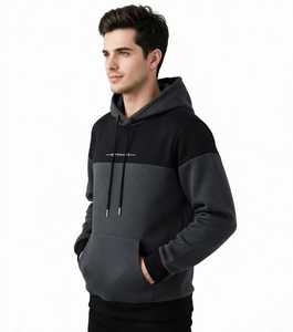 ONETEN APPARELS Sweat-shirt à capuche color-block pour homme, en polaire, manches longues, grande taille - Product Image 3