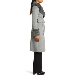 Nouvelle Arrivée Manteau Trench en Laine Croisé pour Femme avec Col en Fourrure Revers Manches Longues Chaud Hiver Mode Vêtement d'extérieur - Product Image 3