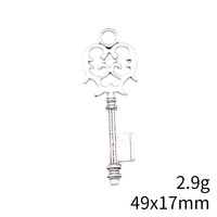 Pendentif Breloque Cœur Filigrane 49x17mm en Alliage de Zinc à 1 Boucle, Argent Vieilli pour Collier Vintage