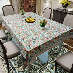 Mantel Rectangular de Algodón Ecológico Personalizable con Estampado a Mano y Diseño Floral Moderno y Suave para Decoración de Cocina y Hogar - Product Image 1