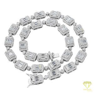 Elegante Collar de Diamantes Moissanite en Plata de Ley 925 con Piedras de Corte Geométrico Cuadrado y Redondo para Minoristas de Joyería - Product Image 3