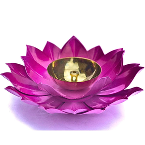 Purple Lotus Flower Diya Candle Holder Decorative <b>Oil</b> <b>Lamp</b> Indian Lotus Candle Stand Traditional Home Decor Festival Ornament - Product Image 3