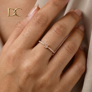 Bague de luxe en or jaune massif 14 carats avec diamant de laboratoire et saphir Padparadscha, bijoux fins pour femmes, pour mariage - Product Image 4