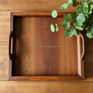 Modern Luxury Home Decor <b>Carved</b> Large Rectangle Walnut <b>Wooden</b> Food Serving Platter Wholesale ACacia Tea Tray for Kitchen Use - Product Image 2