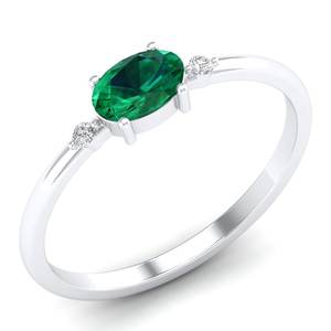 REYES Original Design Oval Cut 0.75 Carat Emerald Gemstone <b>Rings</b> in 925 Sterling Silver GRA Certified Moissanite Jewelry - Product Image 2