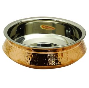 Hammered Copper Serving Bowl Stainless Steel Lined Handmade Food Presentation Tableware for Catering and Hospitality Use in Home - Product Image 2