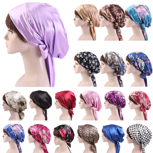 Nouveau bonnet de nuit en satin pour femme avec nœud, bonnet de sommeil en soie, bonnets chimio, bonnets pour le cancer, bonnet pour cheveux longs, foulard, bandana, couvre-chef - Product Image 6