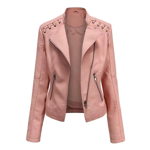 Aviator Short Zipper Bomber <b>Jacket</b> Real <b>Shearling</b> Sheepskin Leather Faux Leather Winter Clothes <b>for</b> Women - Product Image 5