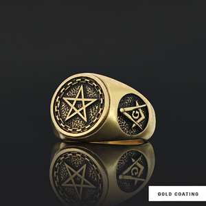 แหวนเมสัน BOJ รุ่น 039 แหวนสั่งทำพิเศษสำหรับทุกเพศ แหวนตราประทับฟรีเมสันแบบปรับแต่งได้ แหวนตราประทับมาสเตอร์เมสันเท็กซัส ฮิปฮอป สีเงิน ราคาประหยัด - Product Image 5