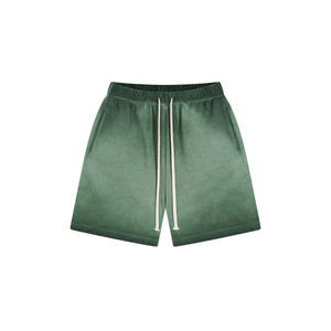 Men's Green Cotton Bermuda Shorts Elastic Waist Drawstring Casual Solid Color Summer Wear - Product Image 1