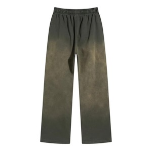 Custom Logo Sun Faded 100% Cotton Mid Straight <b>Leg</b> Sweatpants Oversized Men French Terry Flare Washed Streetwear Jogger Pants - Product Image 2