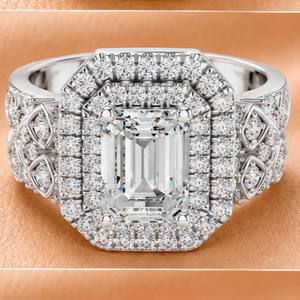 Anillo de Diamantes con Corte Esmeralda de Lujo para Mujer en Oro Amarillo, Oro Blanco y Oro Rosa, Joyería de Boda, Regalo - Product Image 2