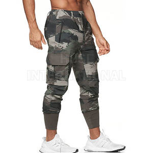 Pantalones deportivos con estampado de camuflaje para hombre, cintura elástica con cordón, múltiples bolsillos, pantalones deportivos informales para otoño - Product Image 3